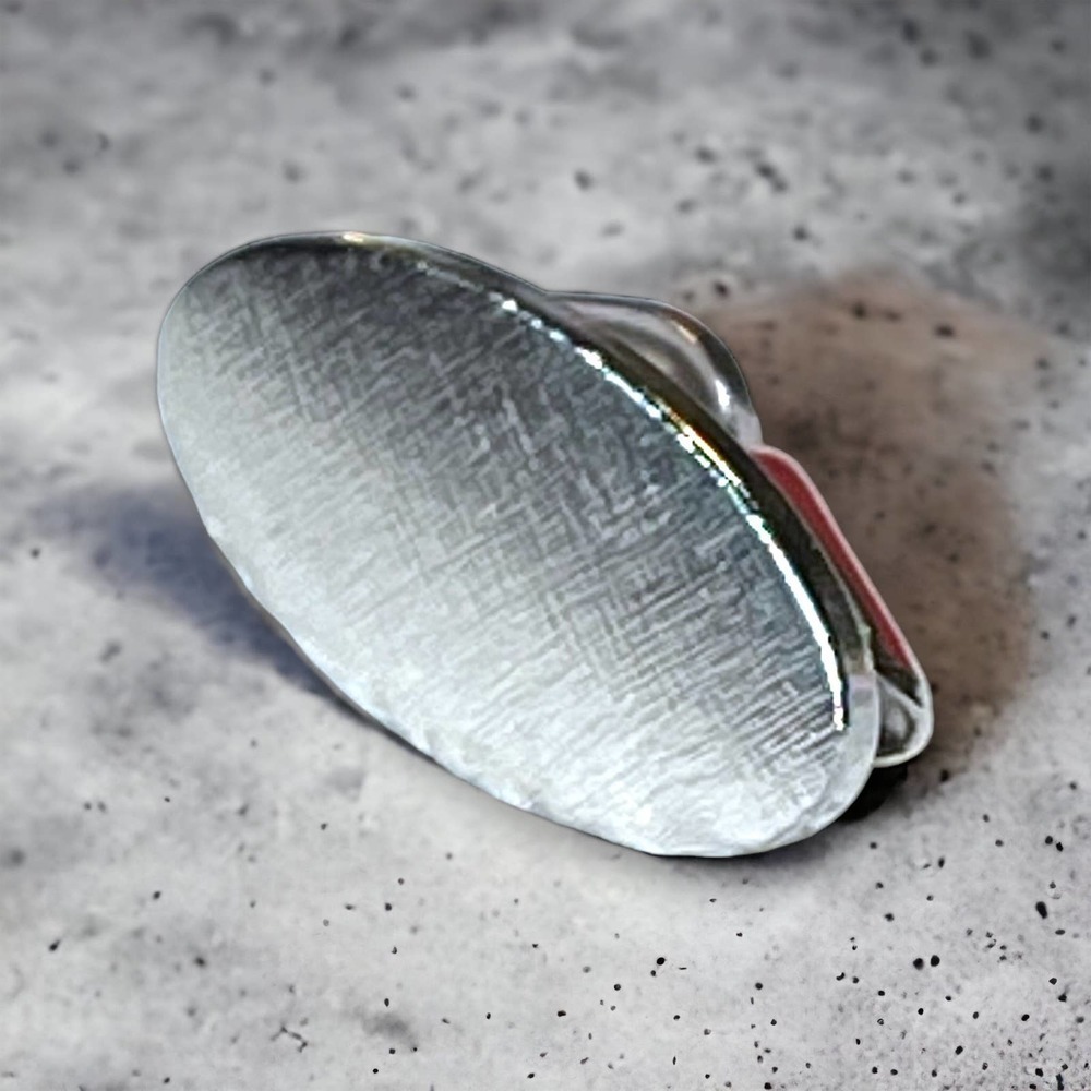 Swank Vintage Silver Tone Oval Cross Hatch Textured Tie Clip